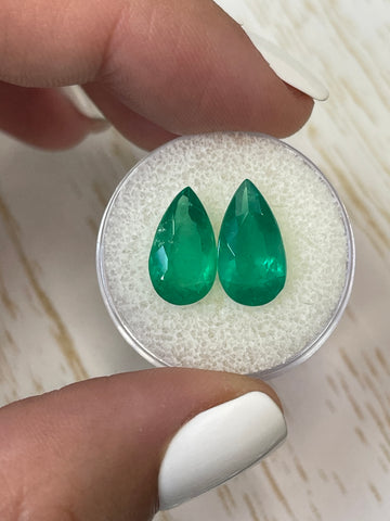 5.82tcw Pear Cut Colombian Emeralds
