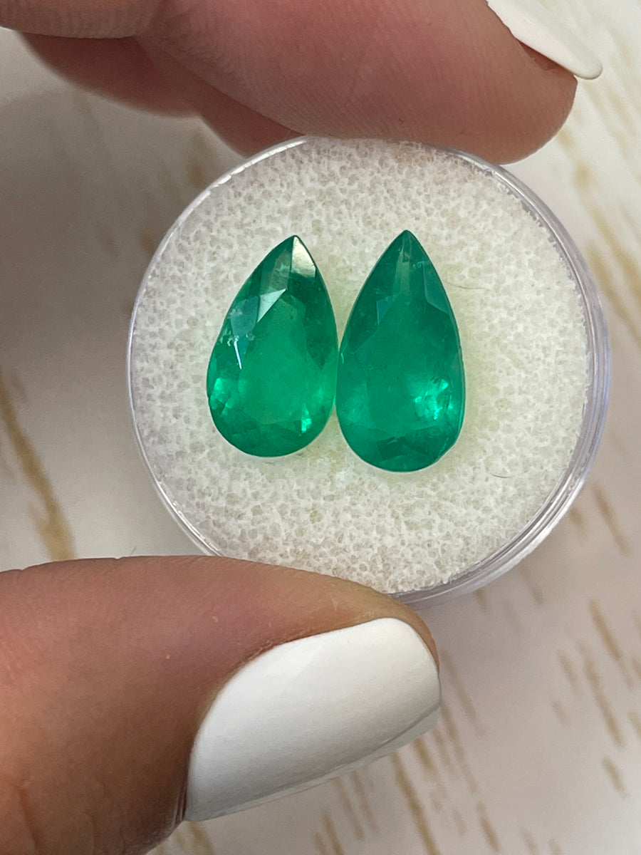 14x8 Pear Shaped Colombian Emeralds - 5.82 Total Carat Weight (tcw)