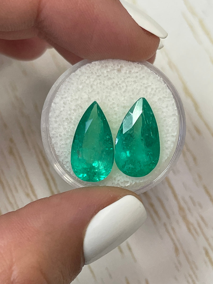 Colombian Emeralds - 10.62 Carat Combined Weight - Pear Shaped and Loose