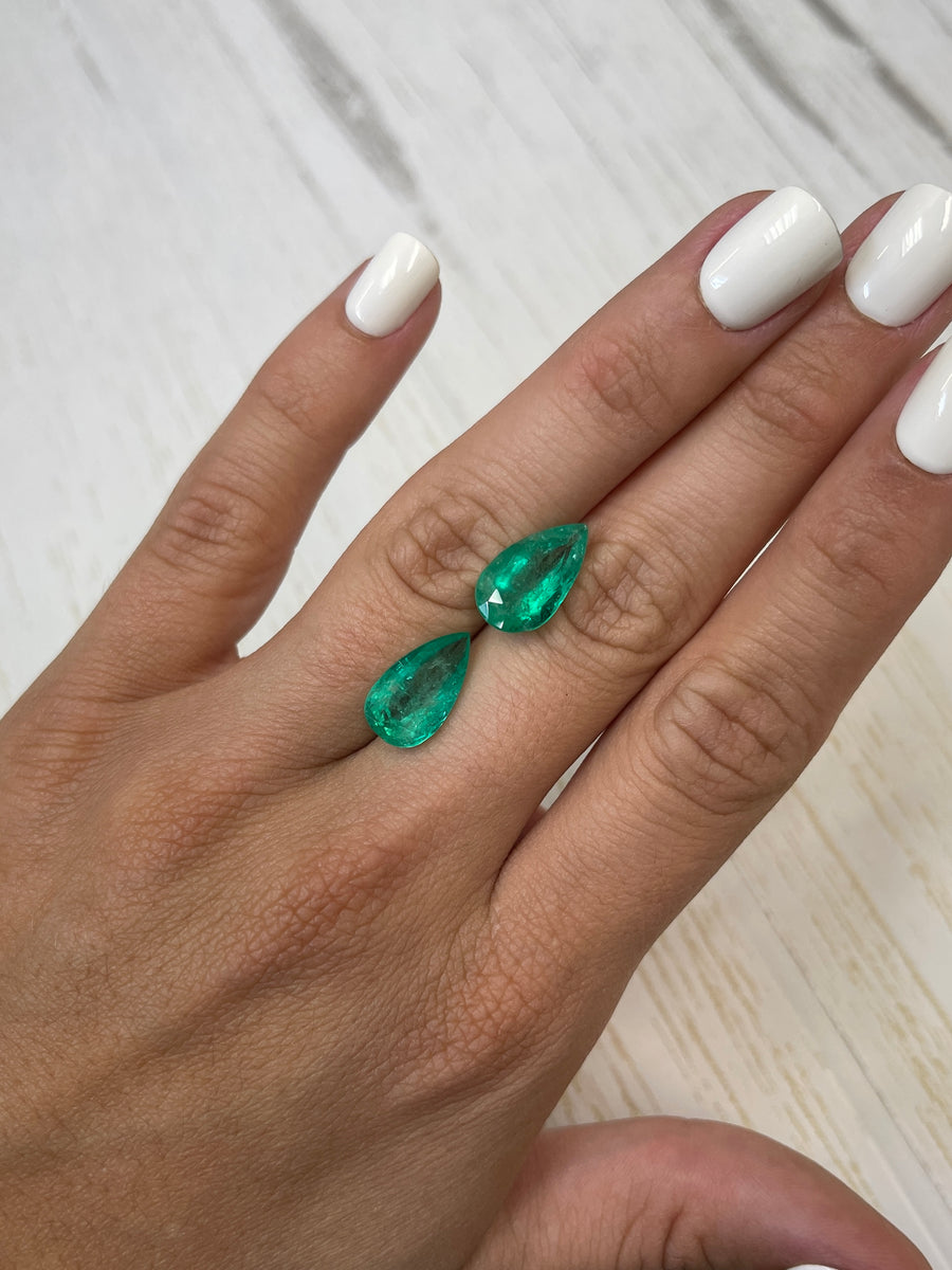 10.62tcw Pear Cut Colombian Emeralds - A Set of Matching Loose Gemstones