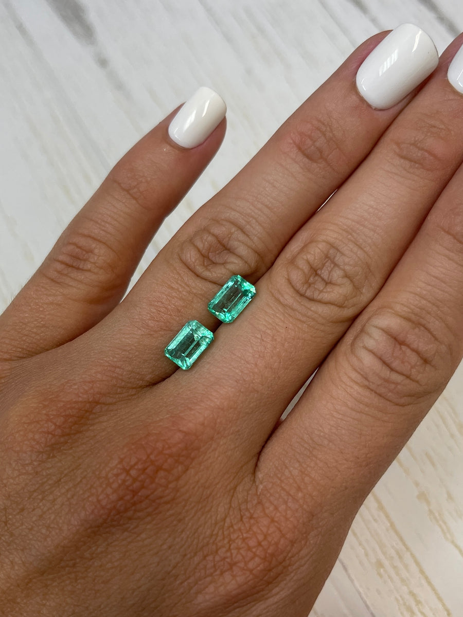 Emerald Cut Colombian Emeralds - 9x6 - 3.93tcw Together