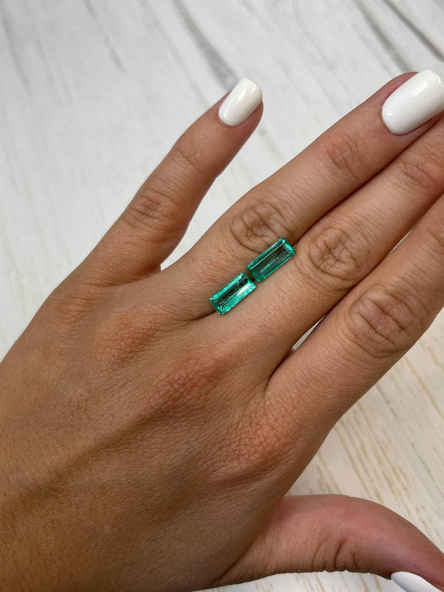 12x6 Colombian Emeralds in Emerald Cut