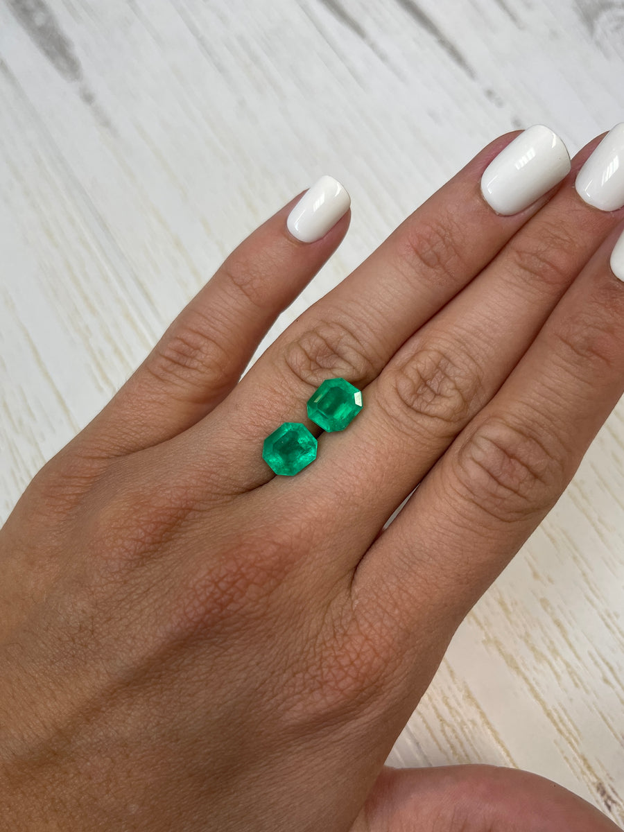 5.87 Carat Colombian Emeralds - Perfectly Matched Asscher Cut