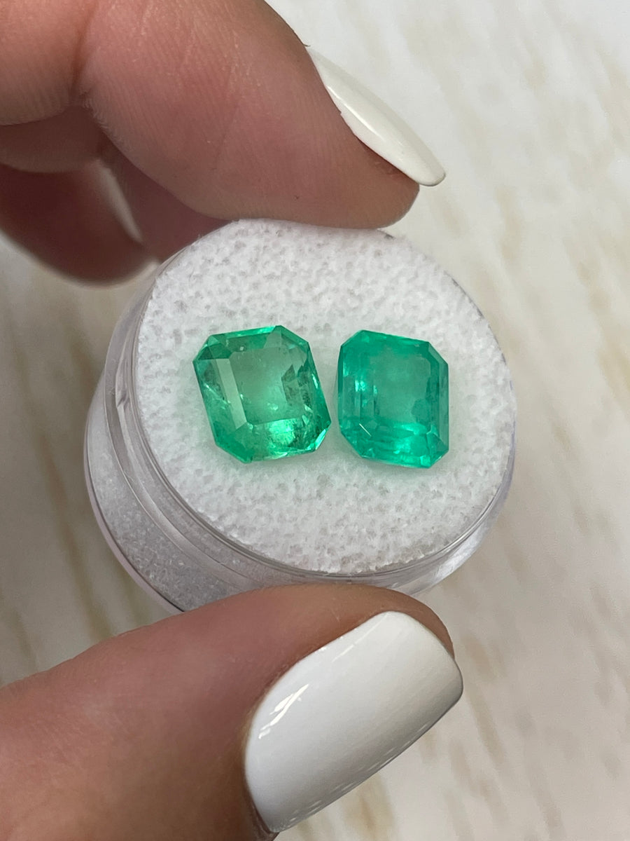 Matching Loose Colombian Emeralds - Asscher Cut, Totaling 7.01 Carats, Each 9x8mm