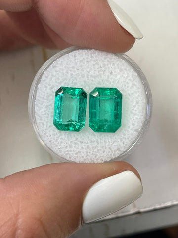 10x8 Rectangular Colombian Emeralds - 7.11 Total Carat Weight - Brilliant Green Gems