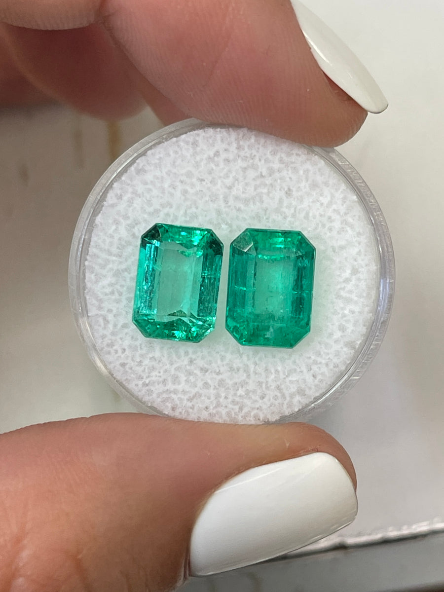 Emerald Cut Colombian Emeralds - 7.11 Total Carat Weight - Bright Green Beauty