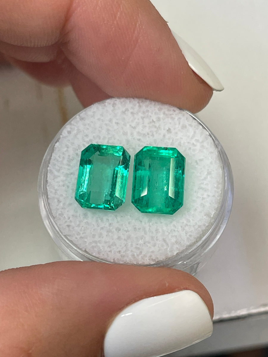 10x8mm Colombian Emerald Gemstones - 7.11tcw - Stunning Loose Pair