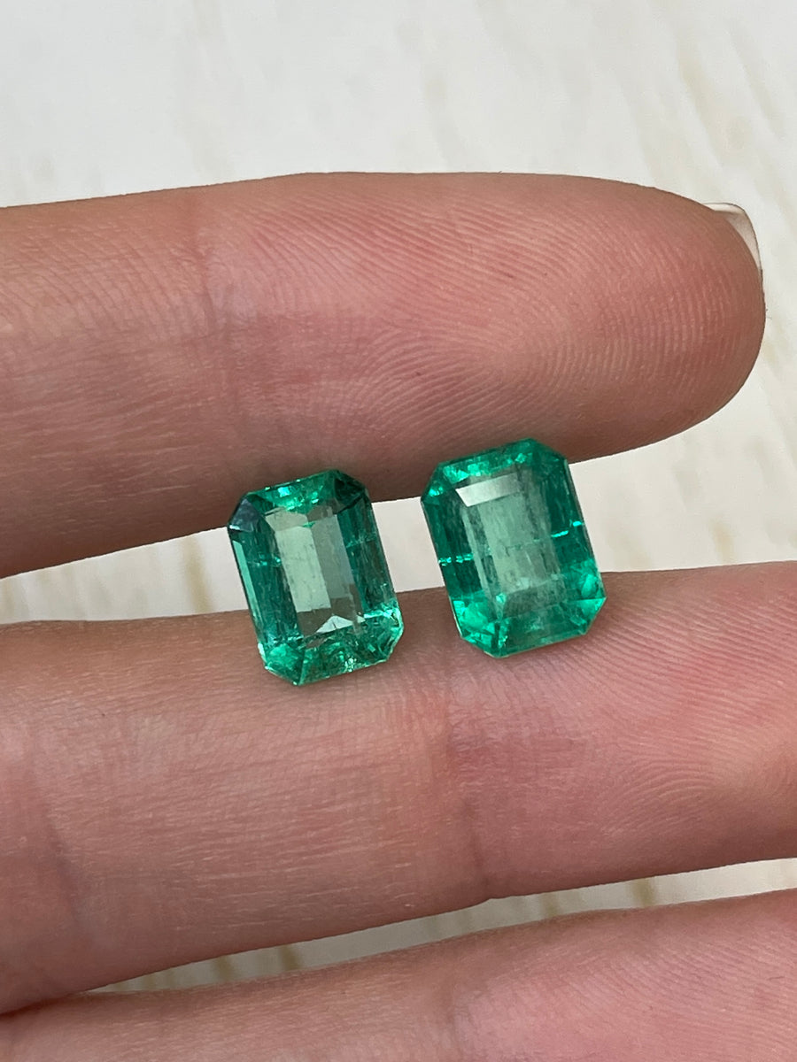 Vivid Colombian Emeralds - 7.11 Carat Total - Perfect 10x8mm Size