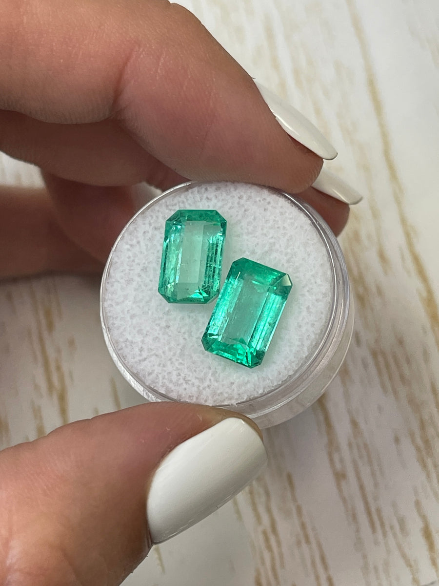 Pair of 11x7 Colombian Emeralds - Unmounted Emerald-Cut Stones