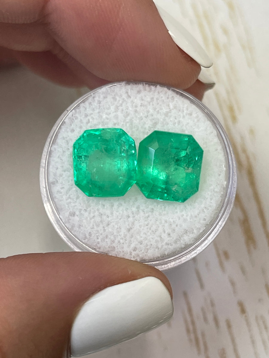 Pair of Asscher Cut Loose Colombian Emeralds - Totaling 10.02 Carats
