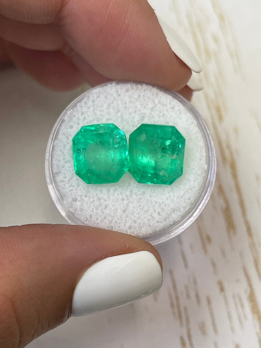 Asscher-Cut Colombian Emeralds - 10x10mm - Total Carat Weight 10.02