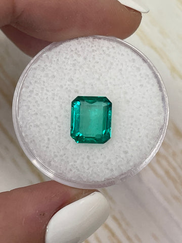 2.10 Carat 9x7.5 VVS Bluish Green Natural Loose Colombian Emerald-Emerald Cut