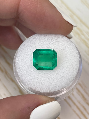2.72 Carat 10x9 Bi Color Green Natural Loose Colombian Emerald-Chunky Emerald Cut