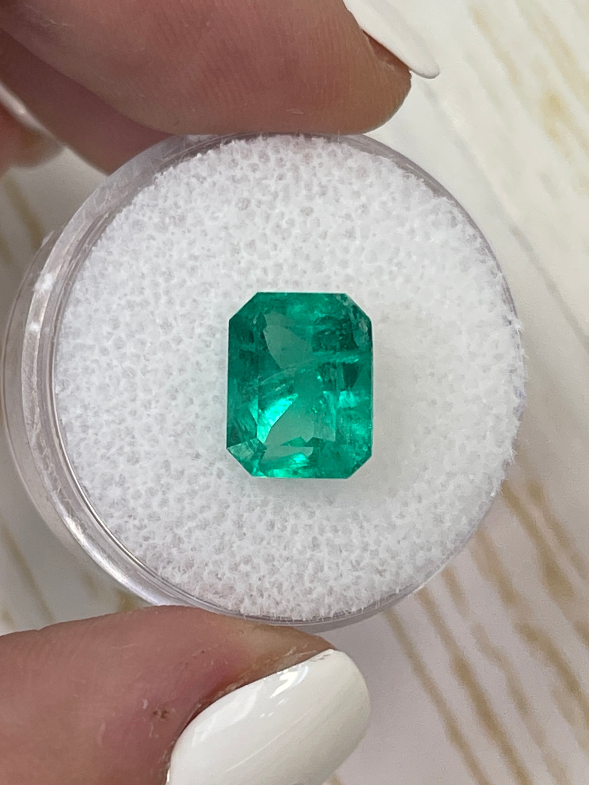 Emerald Cut Colombian Emerald - 3.41 Carat Bluish Green Gem