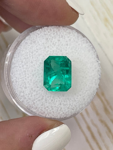 3.41 Carat 10x8 Medium Bluish Green Loose Colombian Emerald- Emerald Cut