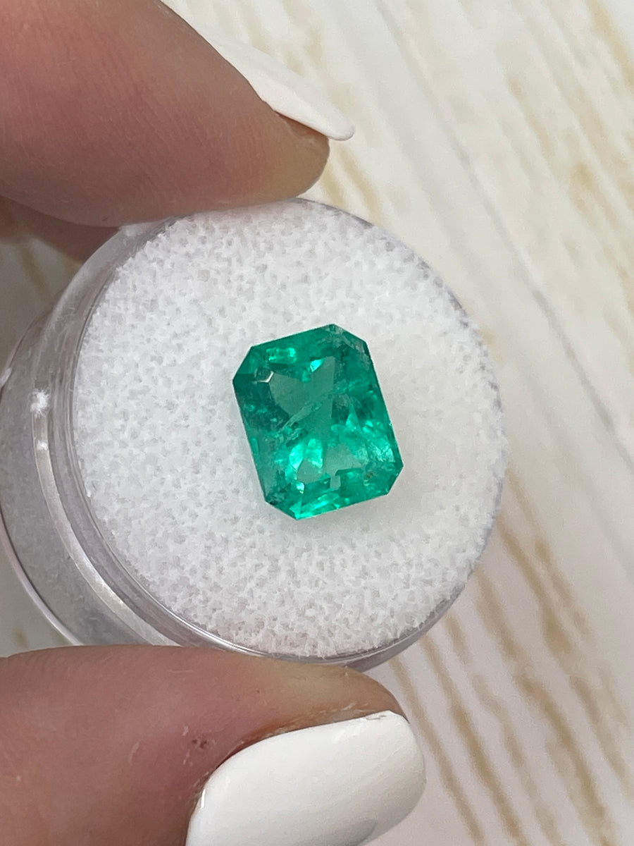 Medium Bluish Green Colombian Emerald - 3.41 Carat Loose Stone