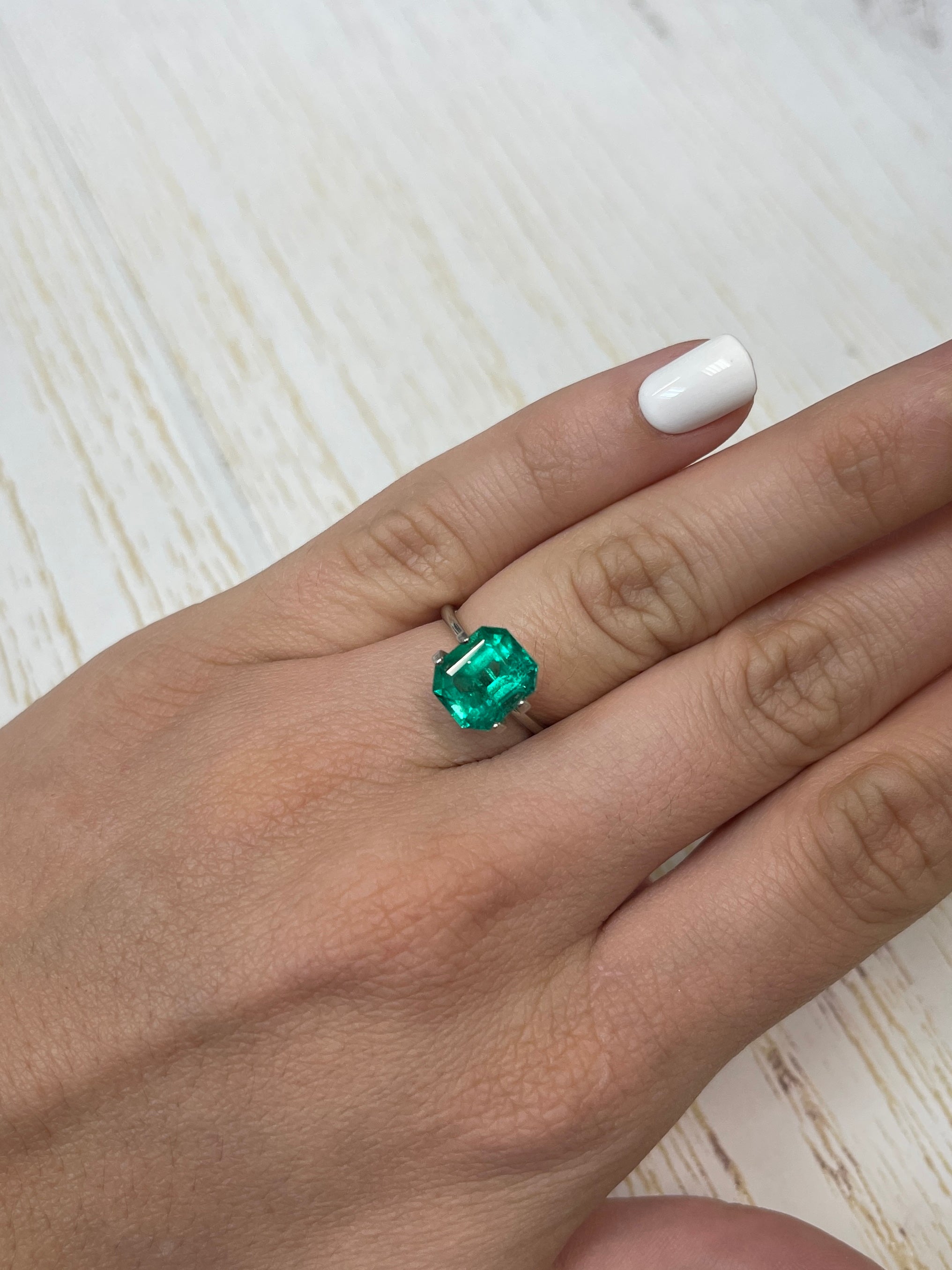 3.81 Carat 10x8.5 Muzo Green Natural Loose Colombian Emerald- Emerald Cut - JR Colombian Emeralds