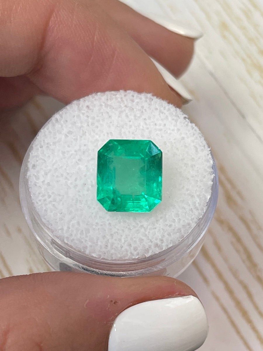 Vibrant 4.21 Carat Loose Colombian Emerald - Chunky Emerald Cut