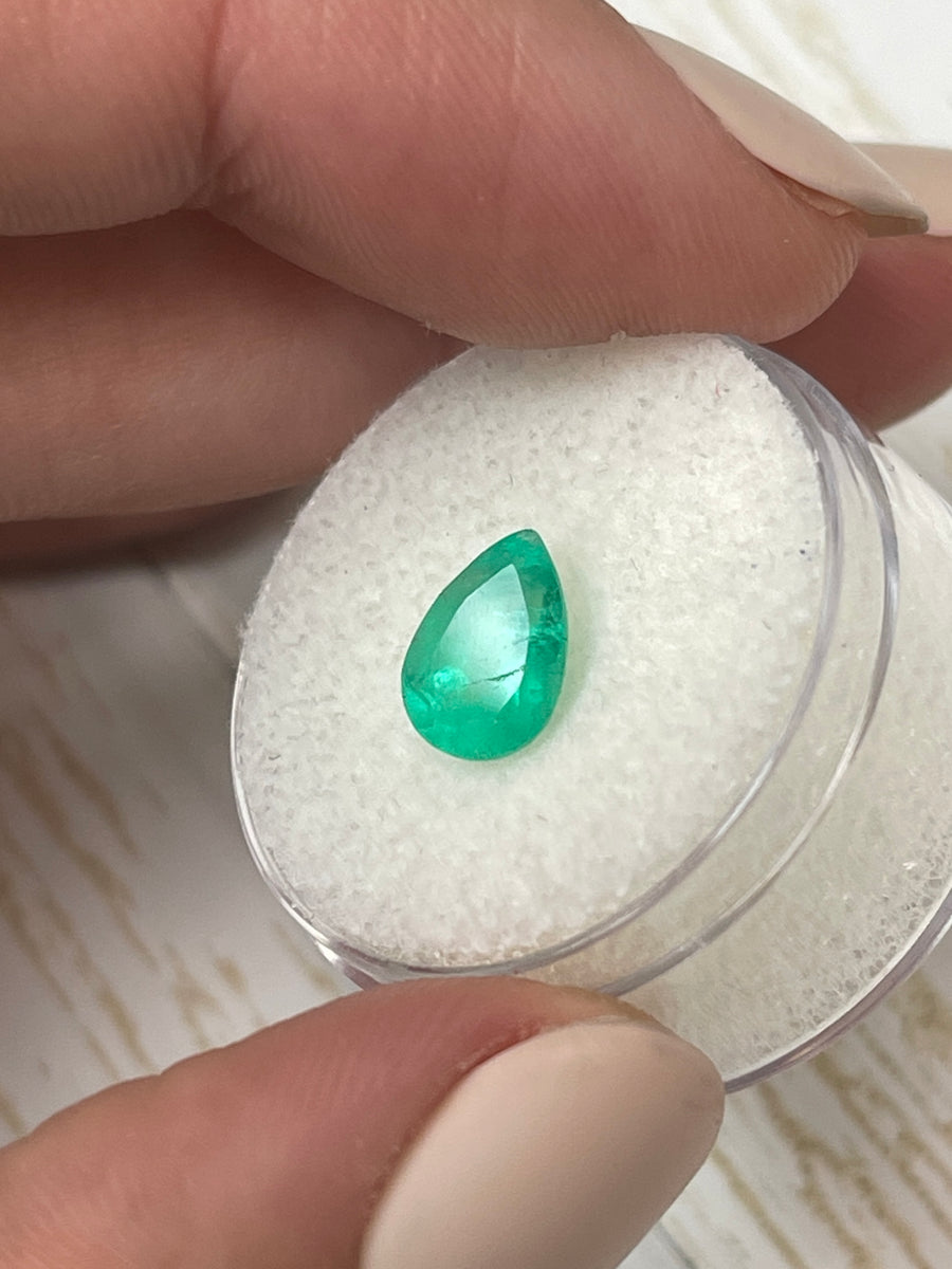 1.58 Carat Pear Shaped Colombian Emerald - Beautiful Medium Green Gemstone