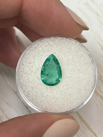 Vivid 1.71 Carat Pear-Cut Zambian Emerald - Natural Green Gem