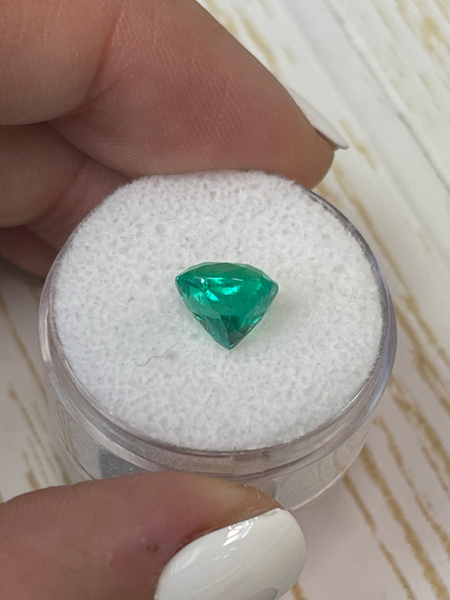 Colombian Emerald Gemstone - 2.60 Carats, Vivid Bluish Green, Cushion Cut