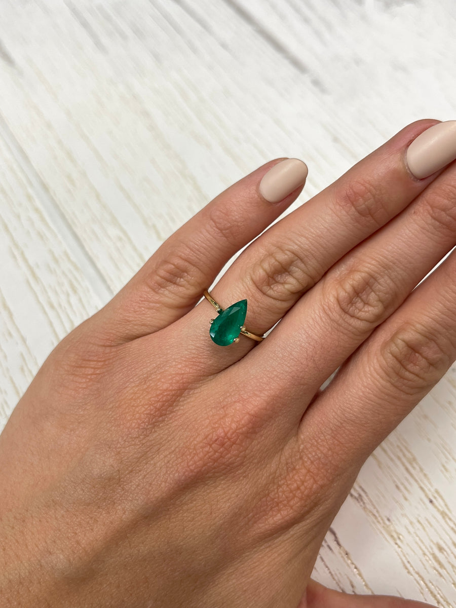 Muzo Green Natural Emerald - 1.73 Carat Pear-Shaped Loose Colombian Gem