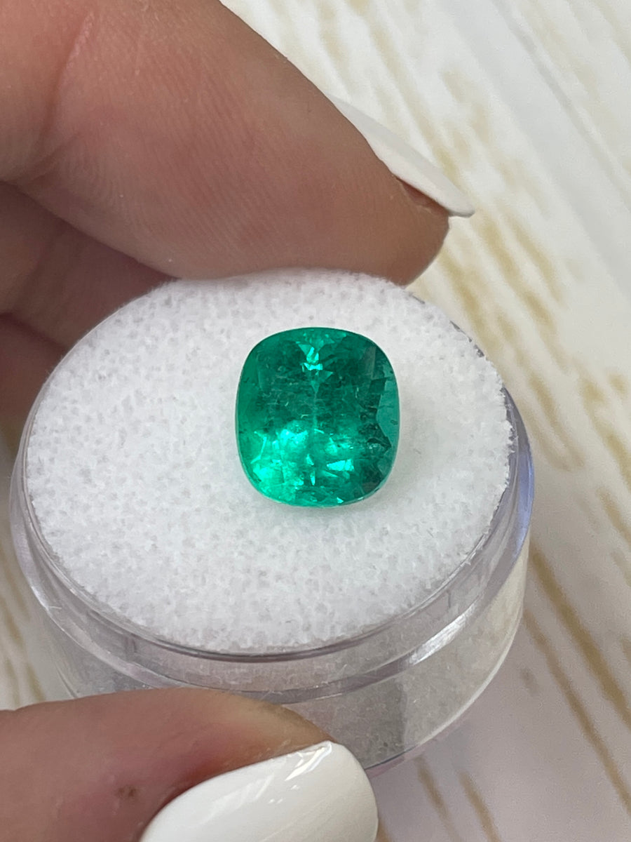 3.75 Carat Cushion-Cut Colombian Emerald in Medium Green - Unmounted and Natural