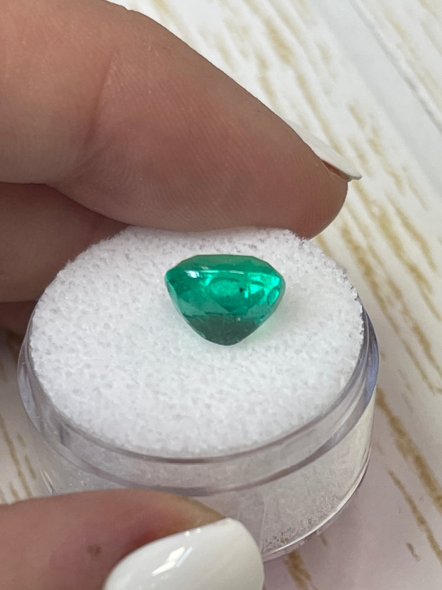 Medium Green Colombian Emerald Gem - 3.75 Carat Cushion-Cut, Untreated