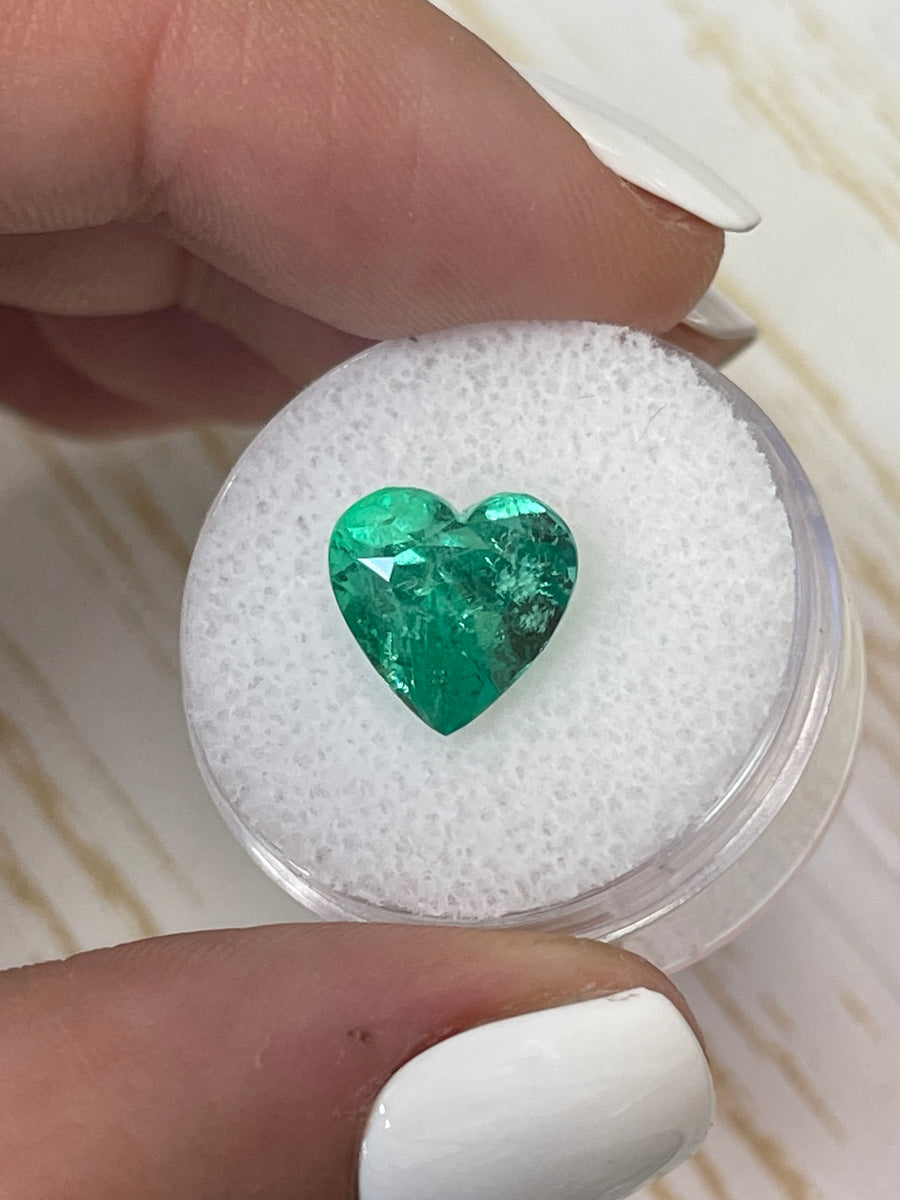 10x10 Heart-Shaped Colombian Emerald - 4.18 Carats in a Lovely Pastel Green Hue