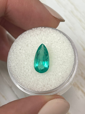 Pear-Cut Colombian Emerald - 1.92 Carat, Bluish Green, Natural Gemstone