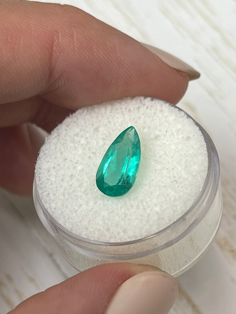 Colombian Emerald - 1.92 Carat Pear Shape, Bluish Green Stone
