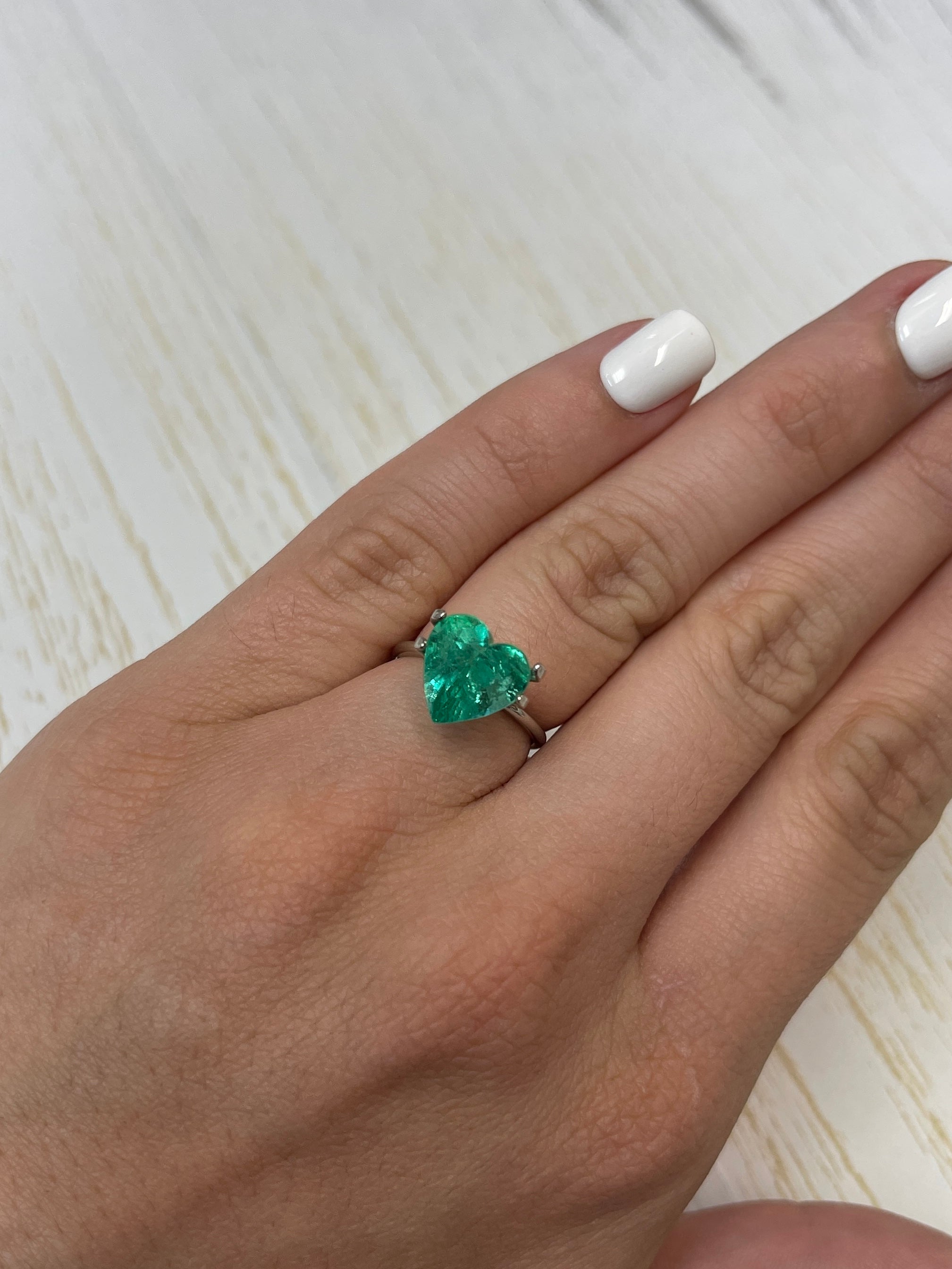 4.18 Carat 10x10 Pastel Green Natural Loose Colombian Emerald-Heart Cut - JR Colombian Emeralds