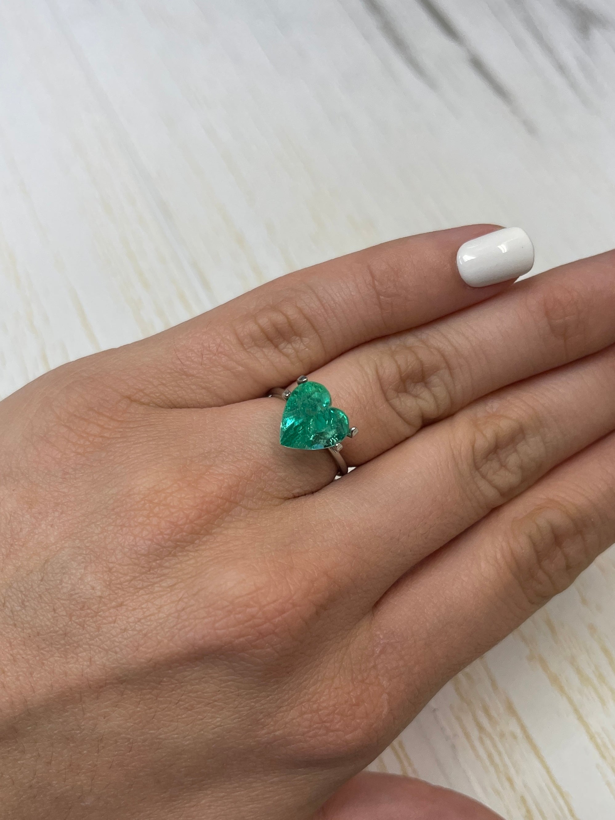 4.18 Carat 10x10 Pastel Green Natural Loose Colombian Emerald-Heart Cut - JR Colombian Emeralds