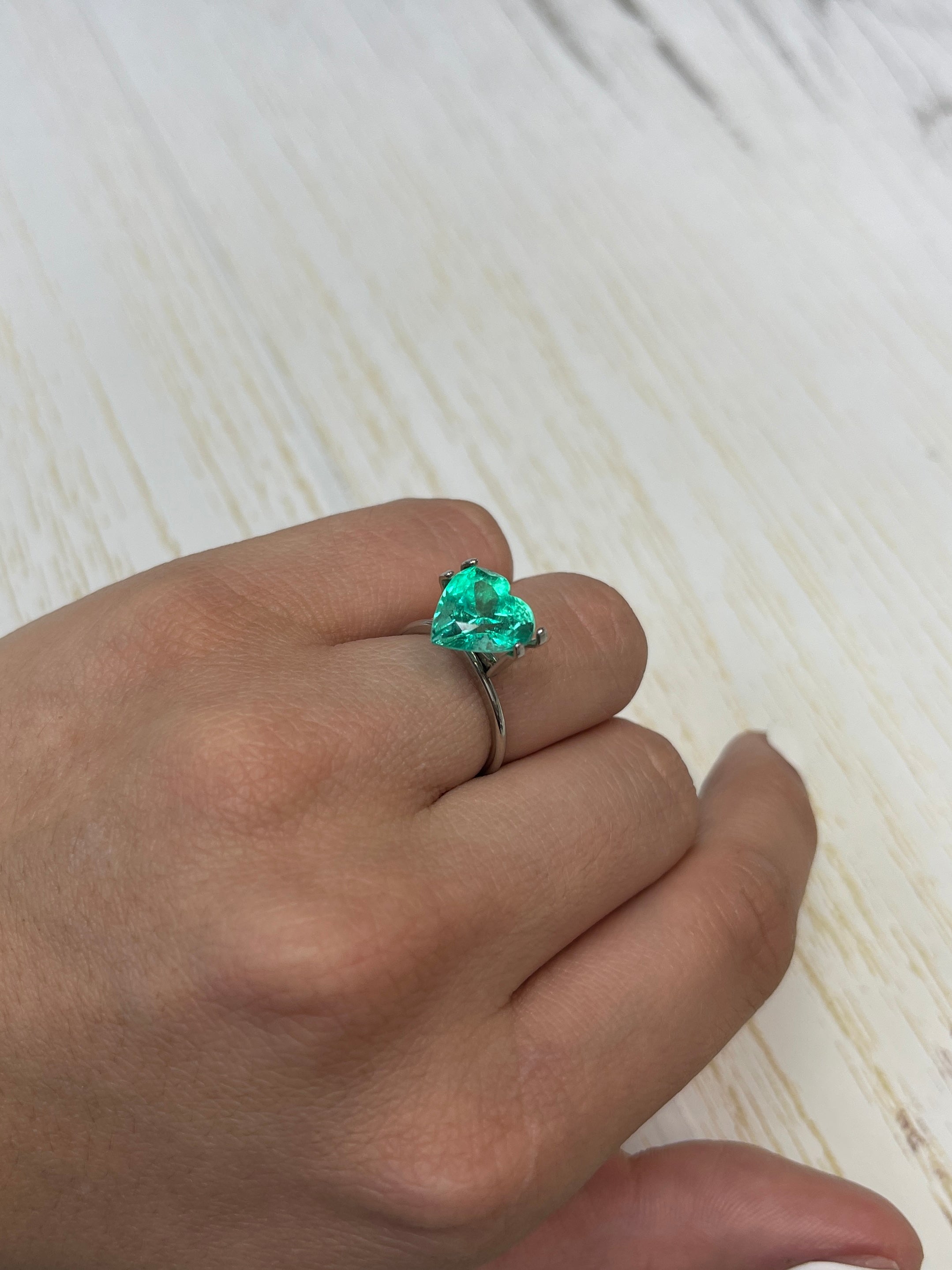 4.18 Carat 10x10 Pastel Green Natural Loose Colombian Emerald-Heart Cut - JR Colombian Emeralds