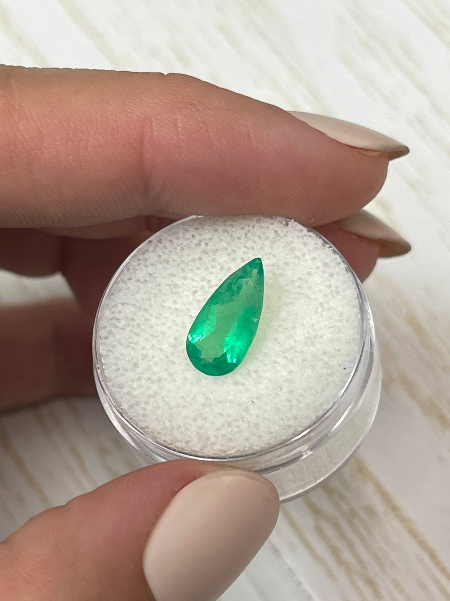 Vivid Green 1.93 Carat Colombian Emerald - Pear Shaped
