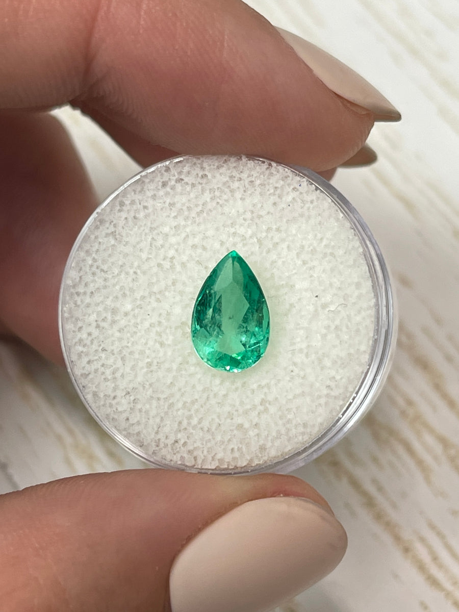 1.94 Carat Crystalline Green Natural Loose Colombian Emerald-Pear Cut