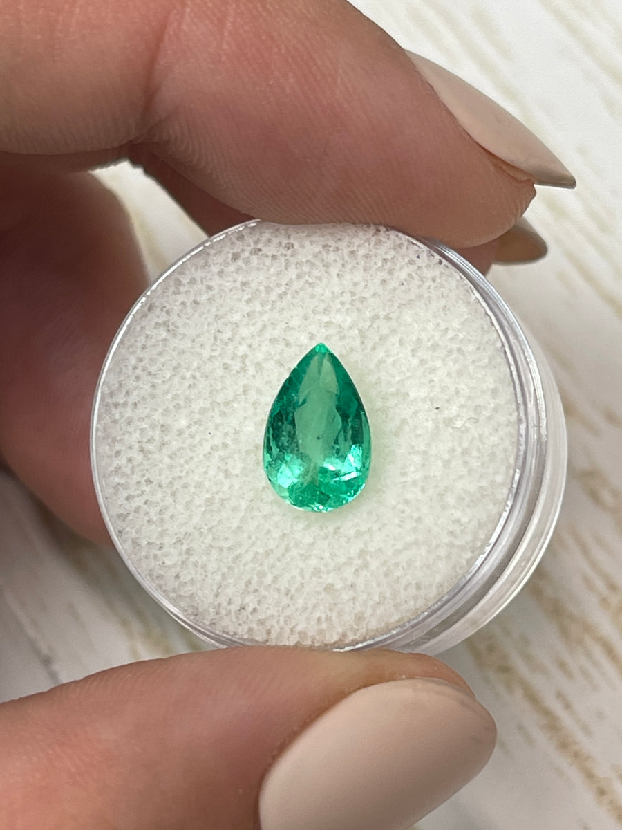 Pear-Cut 1.94 Carat Colombian Emerald: Gorgeous Crystalline Green Hue