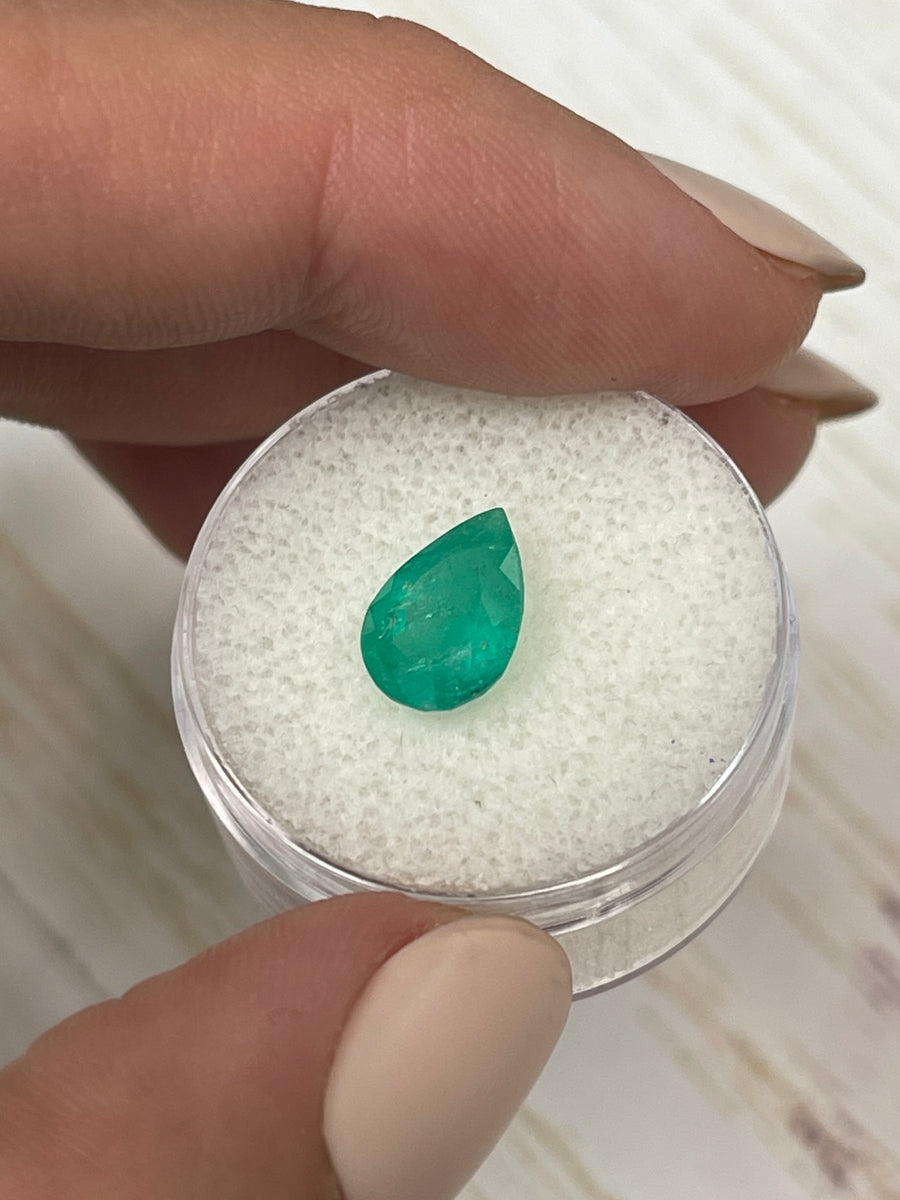 Genuine 2.0 Carat Pear Emerald from Colombia - Vibrant Medium Green