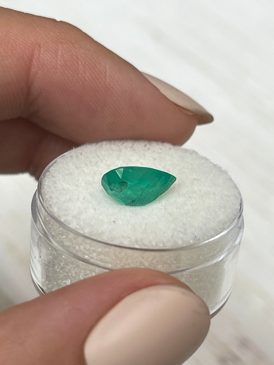 Natural Loose Colombian Emerald - 2.0 Carat Pear Shaped Gem in Green