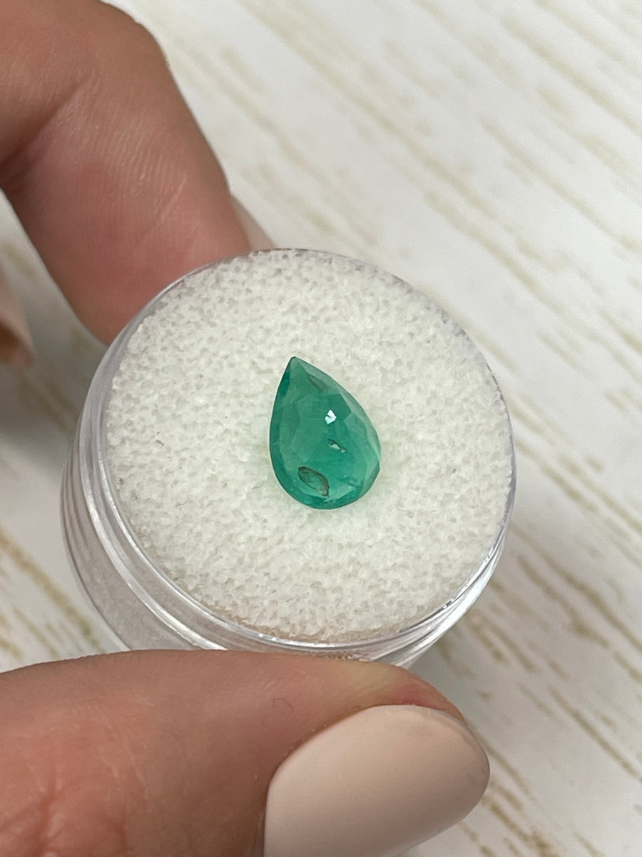 Medium Green Pear-Cut Colombian Emerald - 2.0 Carat Authentic Stone