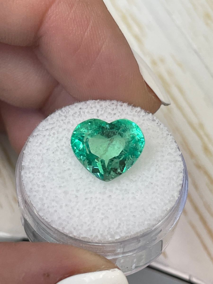Heart-Cut Pastel Green Colombian Emerald - 5.19 Carat Loose Gem