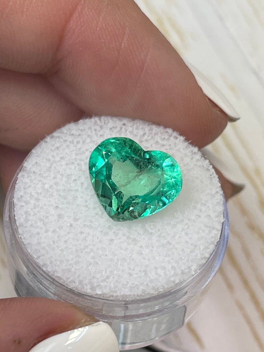 Heart-Cut Colombian Emerald - 5.19 Carat Natural Pastel Green Gem