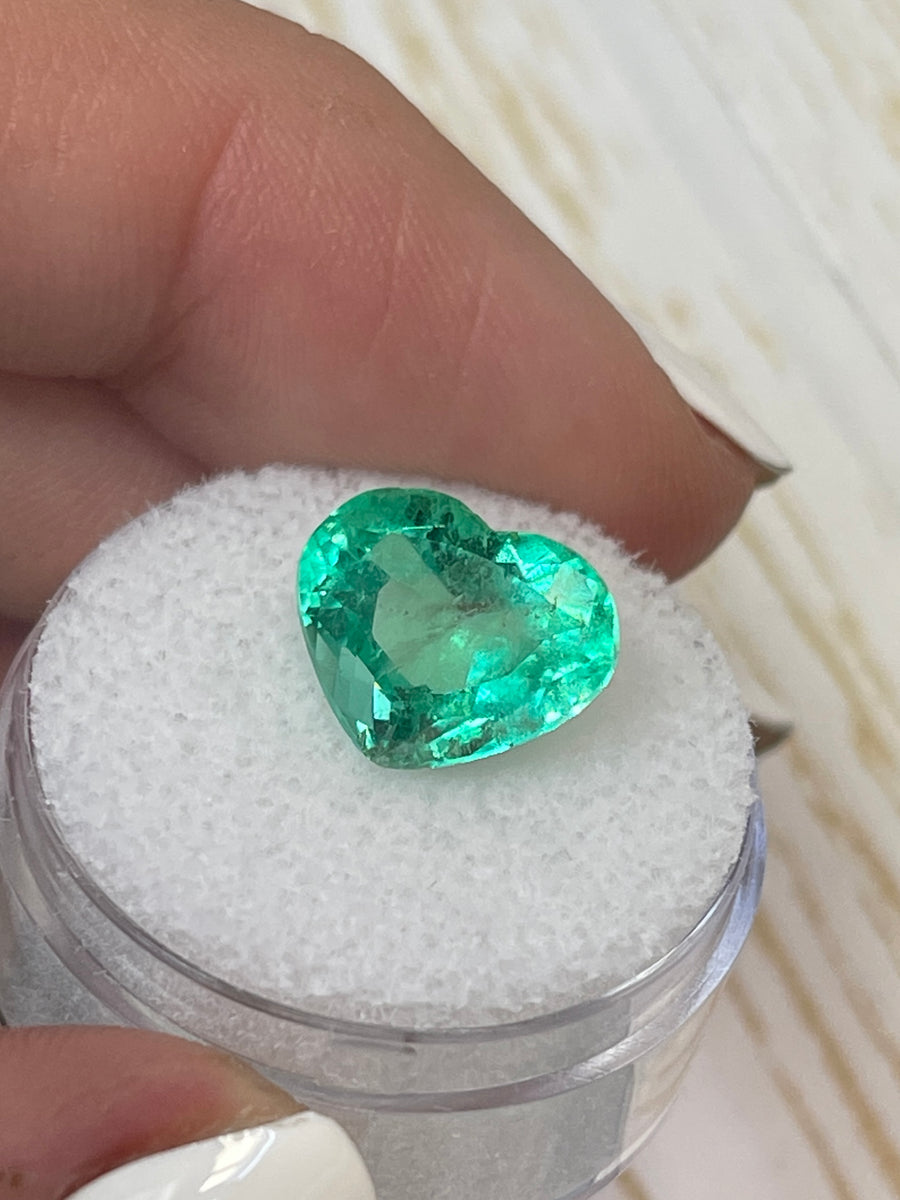 5.19 Carat Loose Colombian Emerald - Stunning Pastel Green Heart Shape