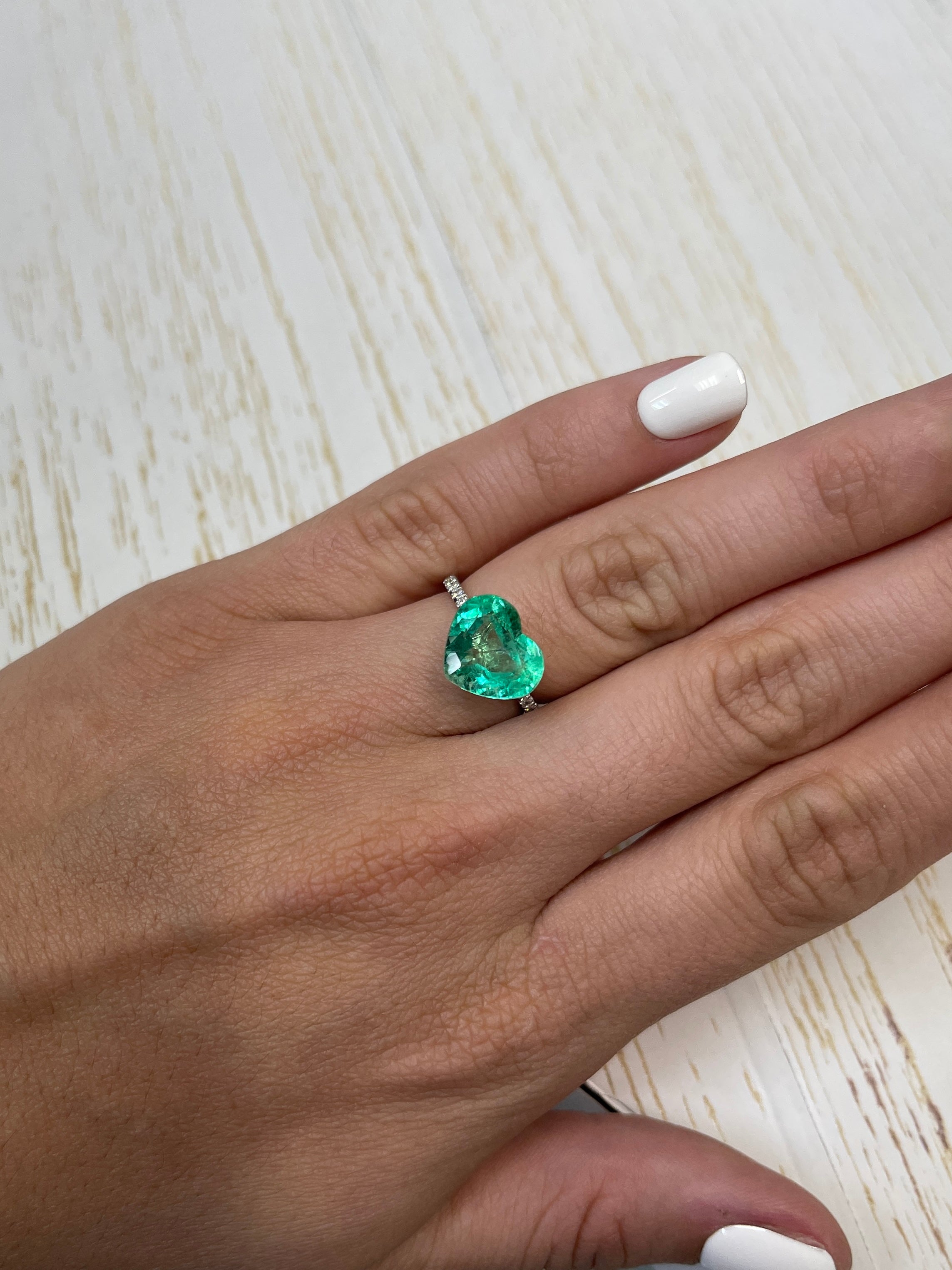 5.19 Carat Pastel Green Natural Loose Colombian Emerald-Heart Cut - JR Colombian Emeralds