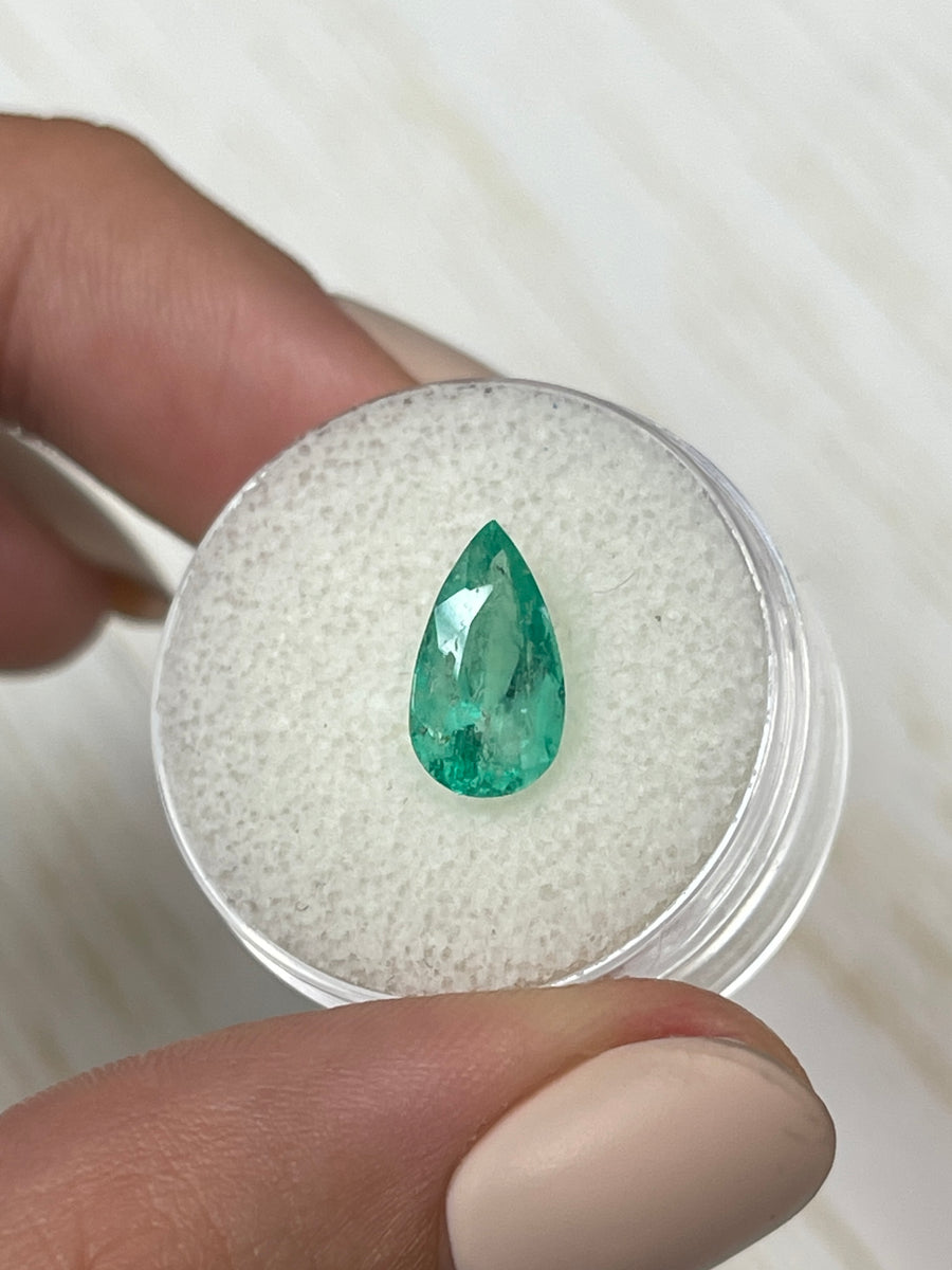 2.10 Carat 12x6.5 Green Natural Loose Colombian Emerald-Pear Cut