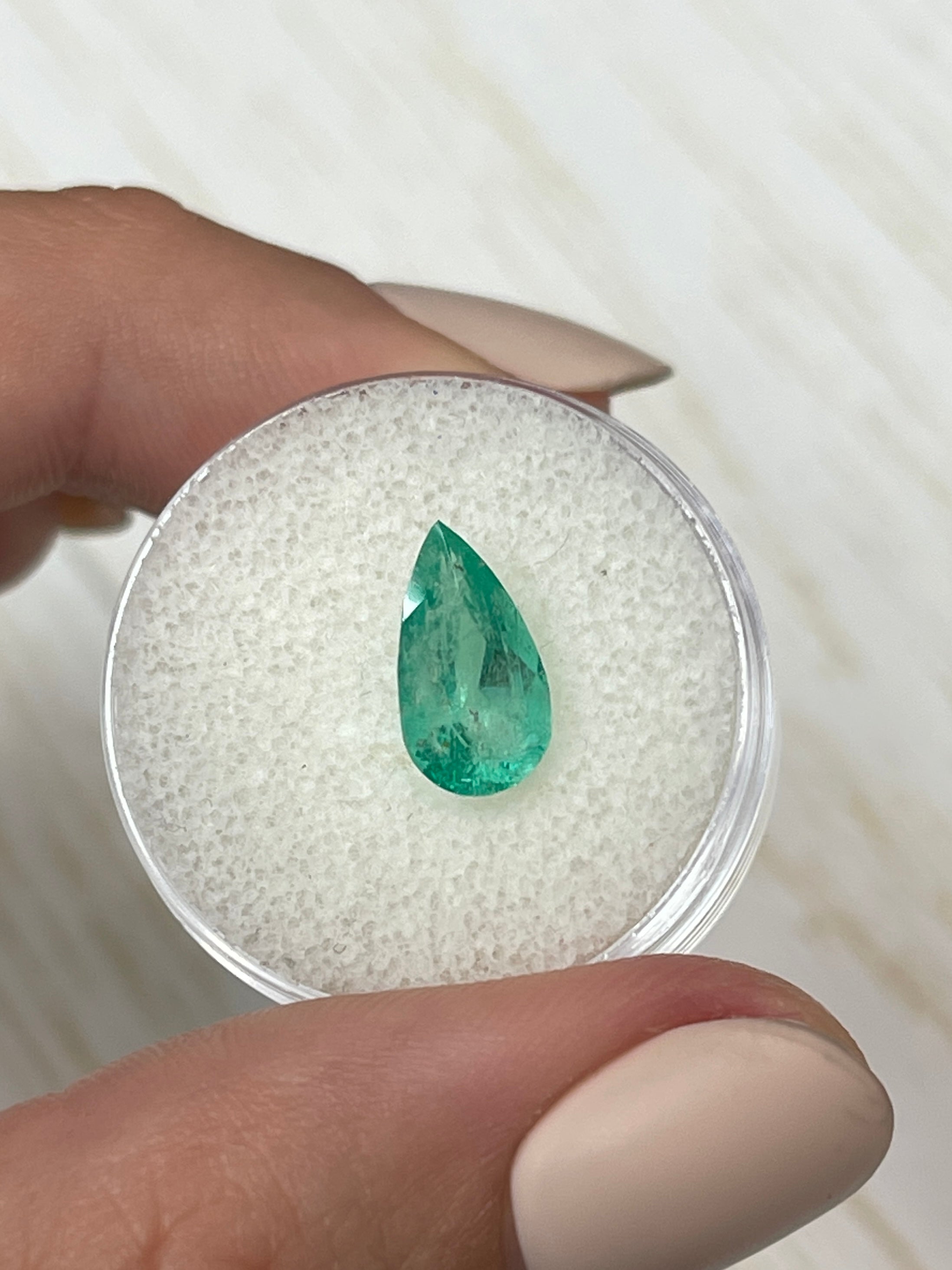 11x7 Pear Cut Yellow-Green Colombian Emerald - 2.09 Carat Loose Gemstone