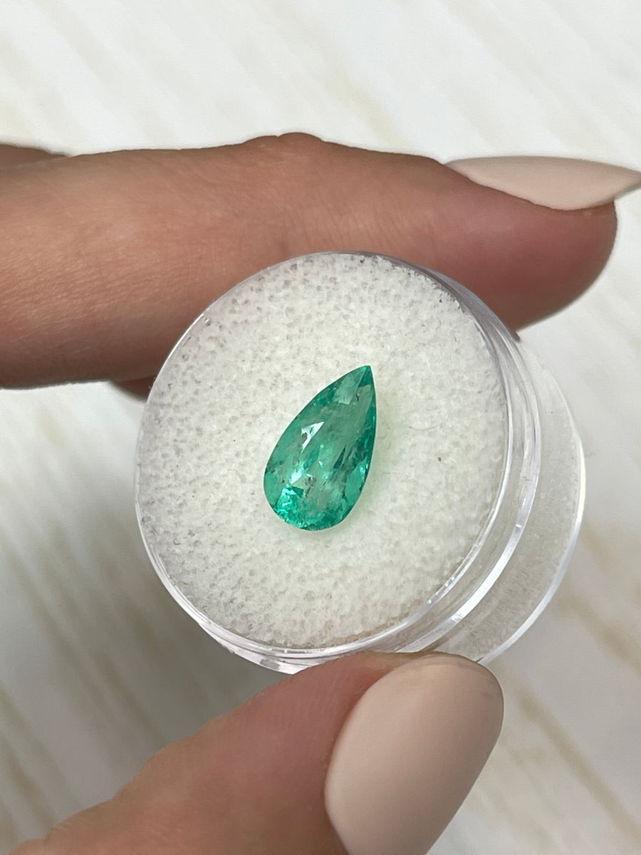 2.09 Carat Pear-Cut Colombian Emerald in Yellowish Green - Loose Gem