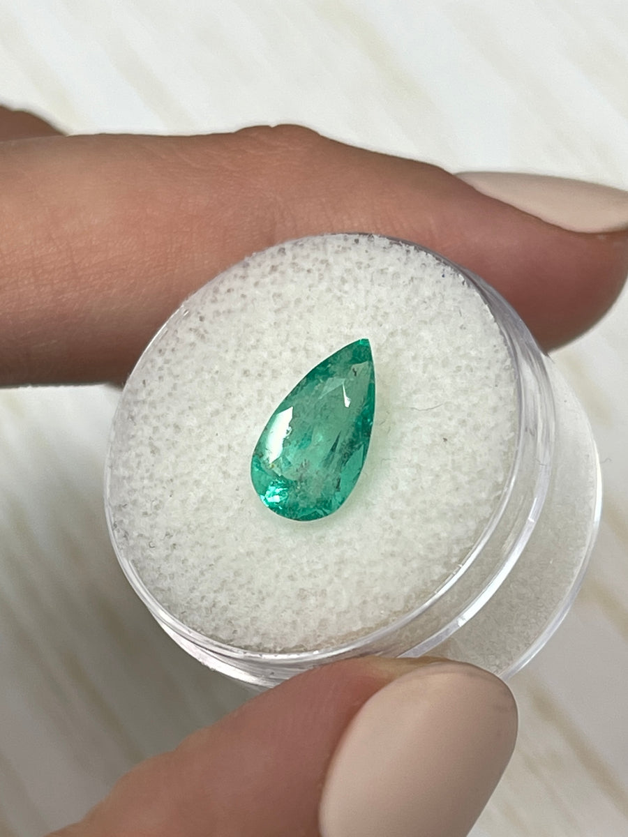 Yellow-Green Colombian Emerald - 2.09 Carat Pear-Shaped Natural Loose Stone
