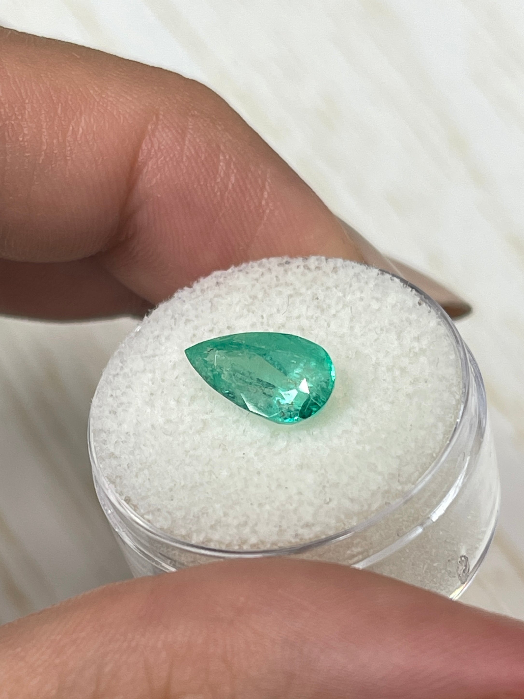 2.09 Carat Loose Colombian Emerald - Vivid Pear Cut in Yellowish Green