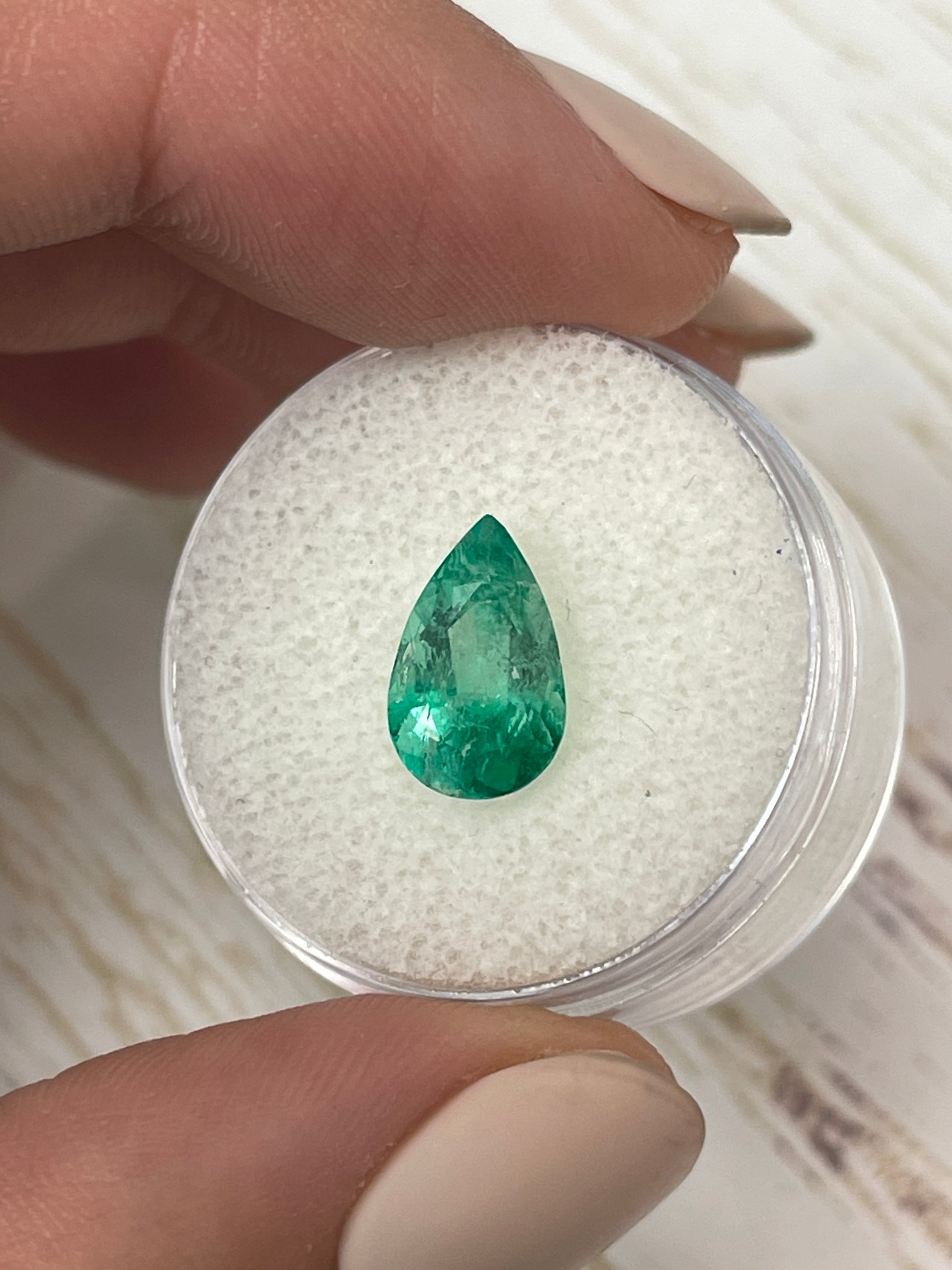 2.10 carat Bi-Color Green Natural Loose Colombian Emerald-Pear Cut - JR Colombian Emeralds